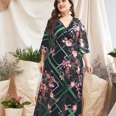 Платье размера плюс с цветочным принтом Shein