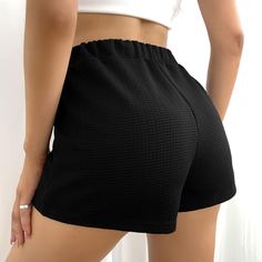 Вязанный однотонные шорты Shein