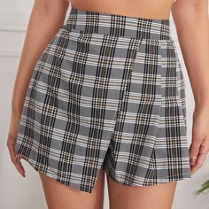 Клетчатый Повседневный Шорты Shein