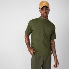 Мужская однотонная футболка с воротником-стойкой Shein