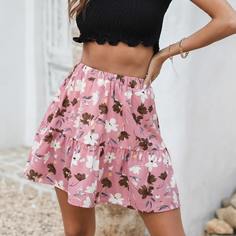 Топ с открытыми плечами и юбка с цветочным принтом Shein