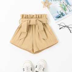 Пояс Одноцветный Повседневный Шорты для девочек Shein