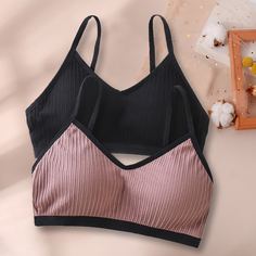 2шт майка с контрастной отделкой для девочек Shein