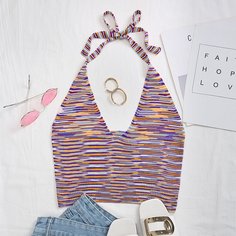 Вязаный топ с узлом сзади Shein