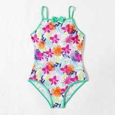 с бантом Цветочный милый Купальники для девочек Shein