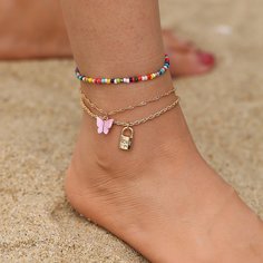 3шт ножной браслет с замком Shein