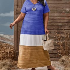 Контрастный цвет Повседневный Платья размер плюс Shein