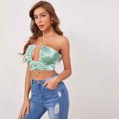 Топ с вырезом из атласного кружева Shein
