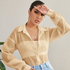 Прозрачная блузка на пуговицах Shein