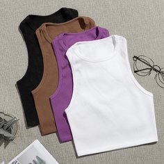 Трикотажная спортивная майка 4шт Shein