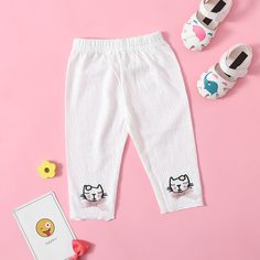 Леггинсы с вышитым мультфильмом для девочек Shein