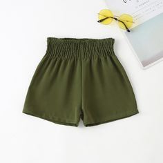 Оборка Одноцветный Повседневный Шорты для девочек Shein