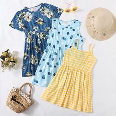 Цветочный принт Повседневный Платья для девочек Shein