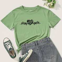 Сердечко Повседневный Футболки Shein