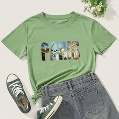 Графический Повседневный Футболки Shein