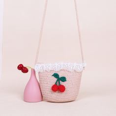 Соломенная сумка с вишней для девочек Shein