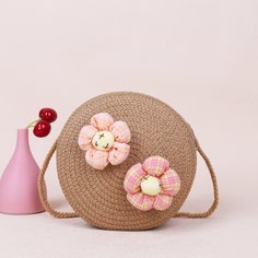 Соломенная сумка с цветком для девочек Shein