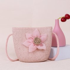 Соломенная сумка с цветком для девочек Shein