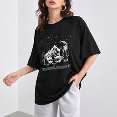 Футболка с принтом горы Shein
