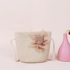 Соломенная сумка с цветком для девочек Shein