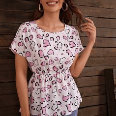 Блузка с принтом сердечка Shein