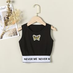 Вышивка Животный Спортивный Майки для девочек Shein