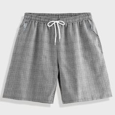 Карман в клетку Институтский Мужские шорты Shein