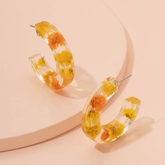 Открытые серьги-кольца с цветком Shein