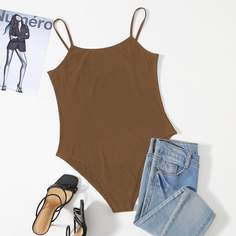 Однотонное боди размера плюс на бретельках Shein