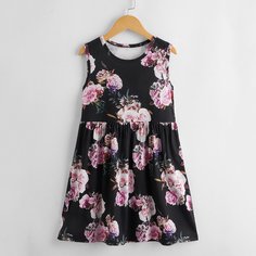Платье с цветочным принтом для девочек Shein