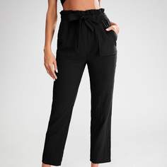 Однотонные брюки с поясом Shein
