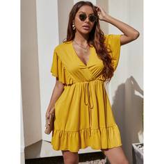 узел Одноцветный Повседневный Платье Shein