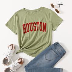 буква Повседневный Футболки Shein