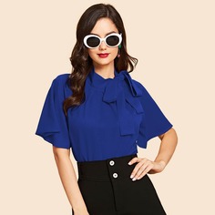Однотонная блузка с завязкой на шее Shein