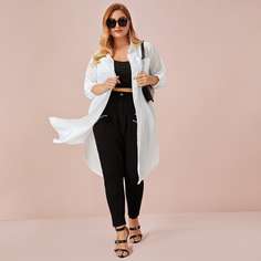 Длиная блуза размера плюсс карманом Shein