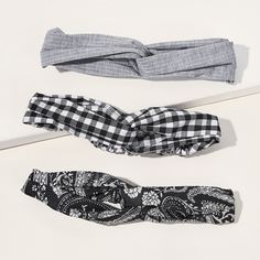 Повязка для волос с цветочным и полосатым узором 3шт Shein