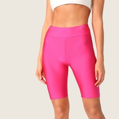 Неоновые розовые велосипедные шорты на резинке Shein