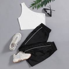 Топ на одно плечо и брюки Shein