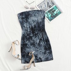 Разноцветное платье без бретелек Shein