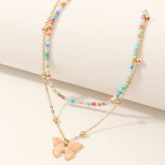 Многослойное ожерелье с бабочкой для девочек Shein