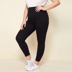 Однотонные леггинсы на резинке размера плюс Shein