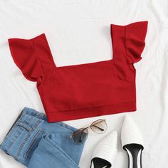 Короткий топ с оборками Shein