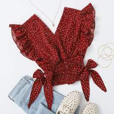 Топ в горошек с оборками Shein