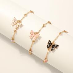 3шт браслет с декором бабочки для девочек Shein