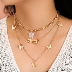 Многослойное ожерелье с бабочкой Shein