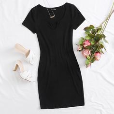 Однотонное вязаное платье размера плюс Shein