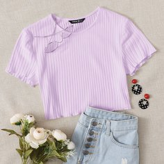 Вязаный кроп топ в рубчик Shein