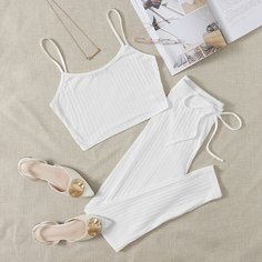 Трикотажная майка и брюки с узлом Shein