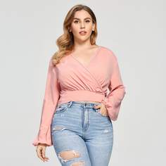 Однотонный кроп топ размера плюс Shein