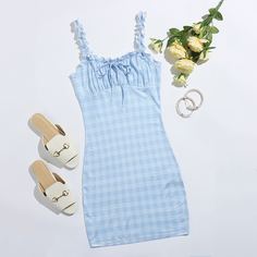 Оборка Клетка Повседневный Платья Shein